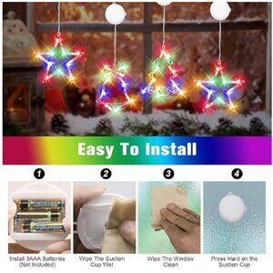 NEW IN BOX - Christmas Window Lights - Star, Bell, Tree - Battery Operated